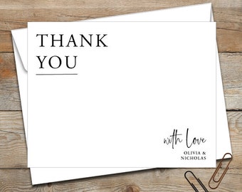 Personalized Flat Note Cards/Personalized Stationery/Personalized Wedding Stationery/Wedding Thank You Notes/Simple Thank You Notes/Custom