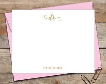 Personalized Monogrammed Stationery/Women's Stationery/Girl's Stationery/Flat Note Card Set/Thank You Notes
