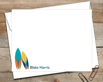 Personalized Flat Note Cards/Personalized Stationery/Personalized Kids Note Cards/Surfboard Stationery/Boys or Girls Stationery/Surfing