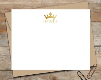 Personalized Princess Stationery/Girls Stationery/Flat Stationery Set/Crown