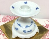 Vintage Schumann Arzberg porcelain, footed candle holder, Indian blue, Germany, collectible,