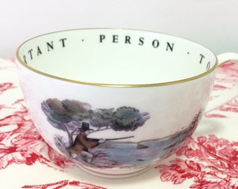 Vintage Royal Worcester Oversized Cup "To a very important Person", bone china, gild, pheasants, hunting, countryside,