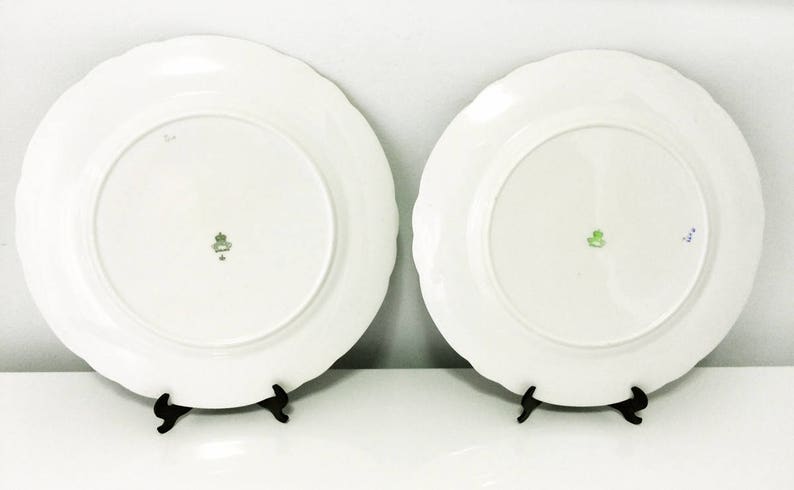 Multi-coloured 2 England Dinner Plates hand painted Vintage scalloped Aynsley Indian Tree