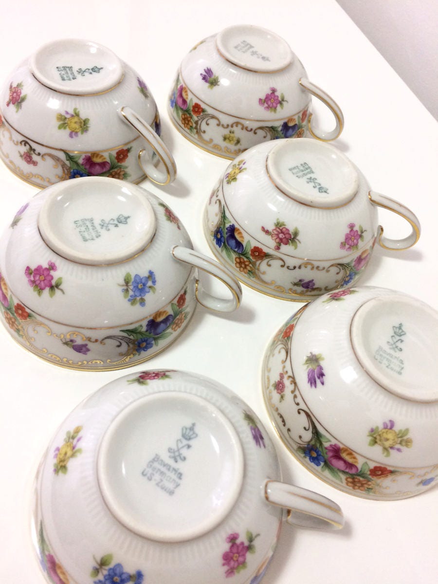 Nachfolger Oscar Schaller Gild - Co. O.H.G. Porcelain Etsy Bavaria, 6 Vintage Teacups, & and Winterling Flowers gebrüder