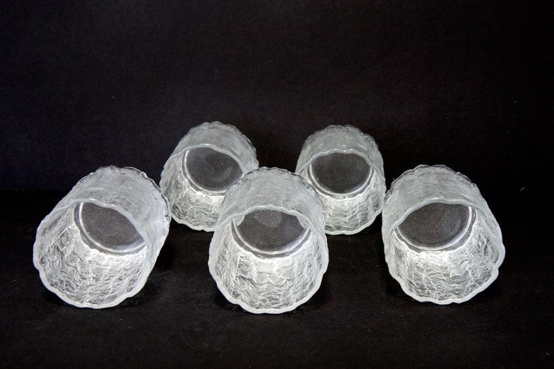ice texture 5 durable Vintage Hoya Glacier HOY5 old fashioned tumblers , collectible barware Japan