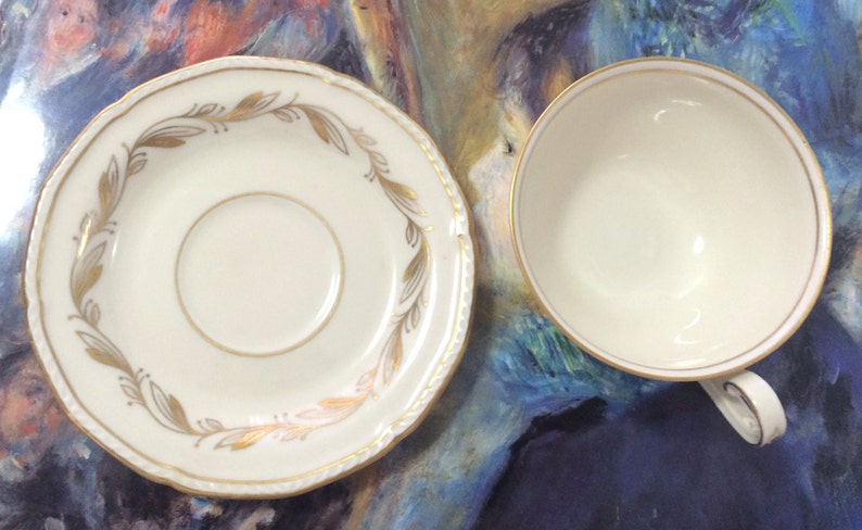 Vintage Kgl Tettau porcelain demitasse Bavarian Pr cream with gold decoration
