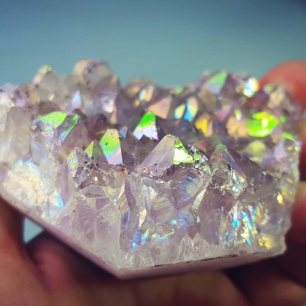 Spirit amethyst angel aura rainbow 172 gram cluster - healing crystal - quartz amethyst geode opal aura - OC001