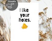 Funny Greeting Card| Downloadable| Print at Home| Adult Humor| Cheese Puns| Valentines|Love