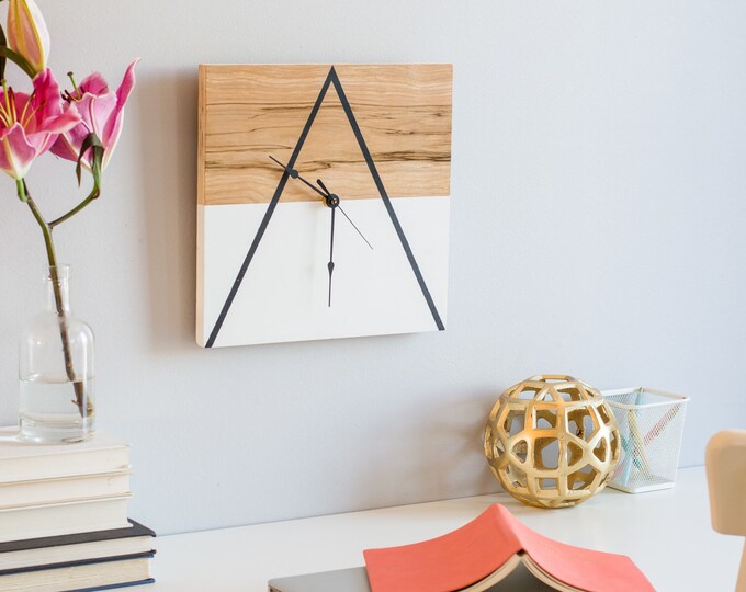 Geometric Inspired Wooden Clock - Thin Triangle