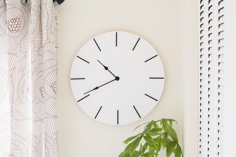 18 Wooden Wall Clock Modern Kitchen Large Office Minimal Designed
