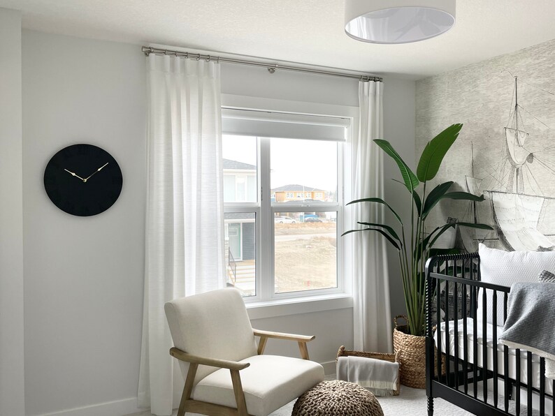 Large Black Wooden Clock Minimalist Wall Clock Unique Wall Etsy