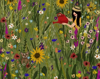 Impression d'illustration de jardin magique