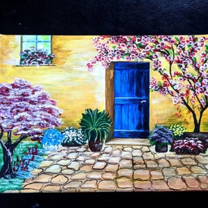 The Blue Door Acrilic Painting, Home Wall decor, Special Gift for Anniversaries, Birthday
