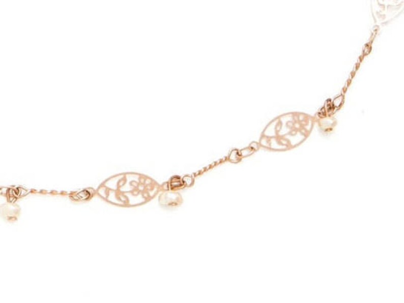 Wedding Rose Gold Pearls Bride Necklace Bridal Pearl Dainty Gift Necklace Bridal Rose Gold Delicate Necklace Bridal Pearl Leaves Necklace