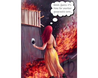 Geographic Cure Funny Greeting Card, 12 Steps Encouragement & Support, Alcoholics Anonymous, AA, NA, Sobriety, Recovery