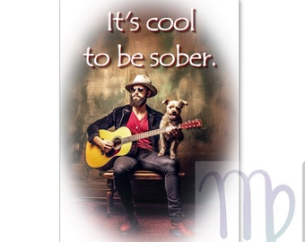 It's cool to be sober - Greeting Card, AA Big Book, 12 Steps Encouragement, Alcoholics Anonymous, NA, Sobriety, Recovery