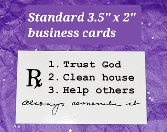Dr. Bob's Prescription - 12th step business cards (set of 50 - cards only). Wallet-sized sobriety support & inspiration - AA.