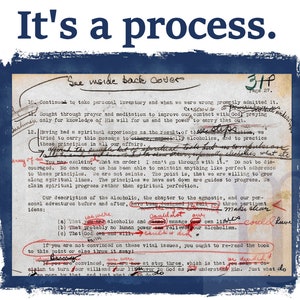 It's a Process Greeting Card, AA Big Book, 12 Steps Encouragement, Alcoholics Anonymous, NA, Sobriety, Recovery image 1