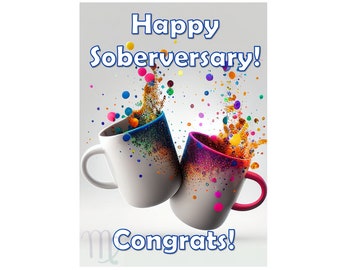 Happy Soberversary! Greeting Card, Congratulations, Soberversary, AA, NA, Sobriety, Alcoholics Anonymous, Anniversary