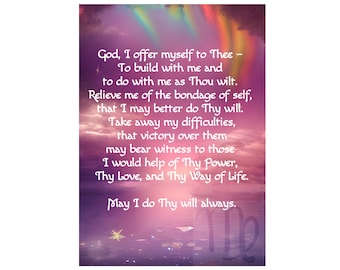 Third Step Prayer Greeting Card, Blank inside, 12 Steps Encouragement & Support, Alcoholics Anonymous, AA, NA, Sobriety, Recovery