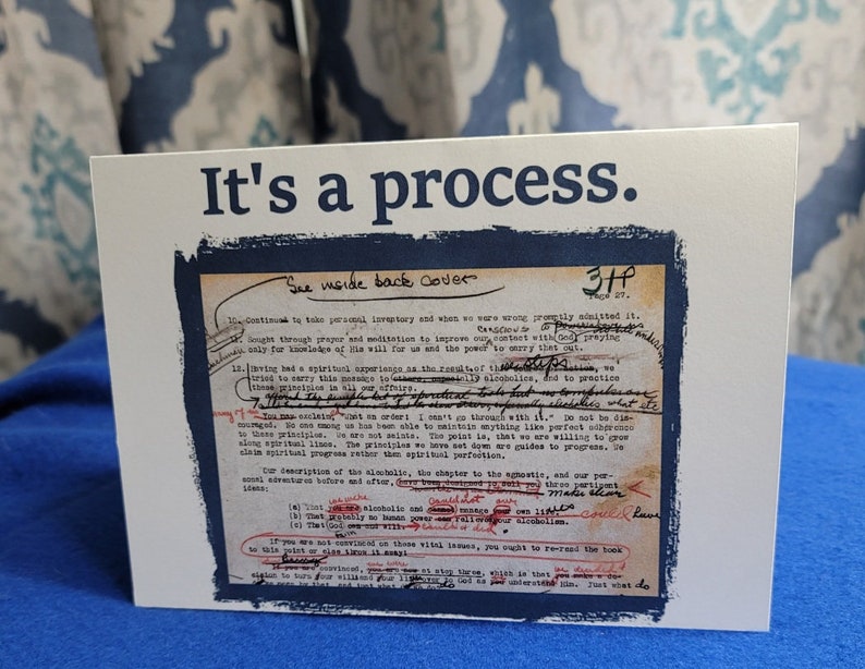 It's a Process Greeting Card, AA Big Book, 12 Steps Encouragement, Alcoholics Anonymous, NA, Sobriety, Recovery image 4