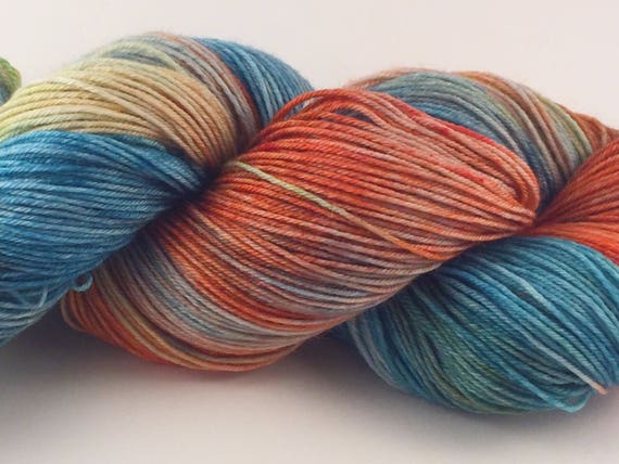 fingering yarn hand painted yarn blue fingering weight sock knitting,purple Sleepmood- Sock yarn hand dyed yarn