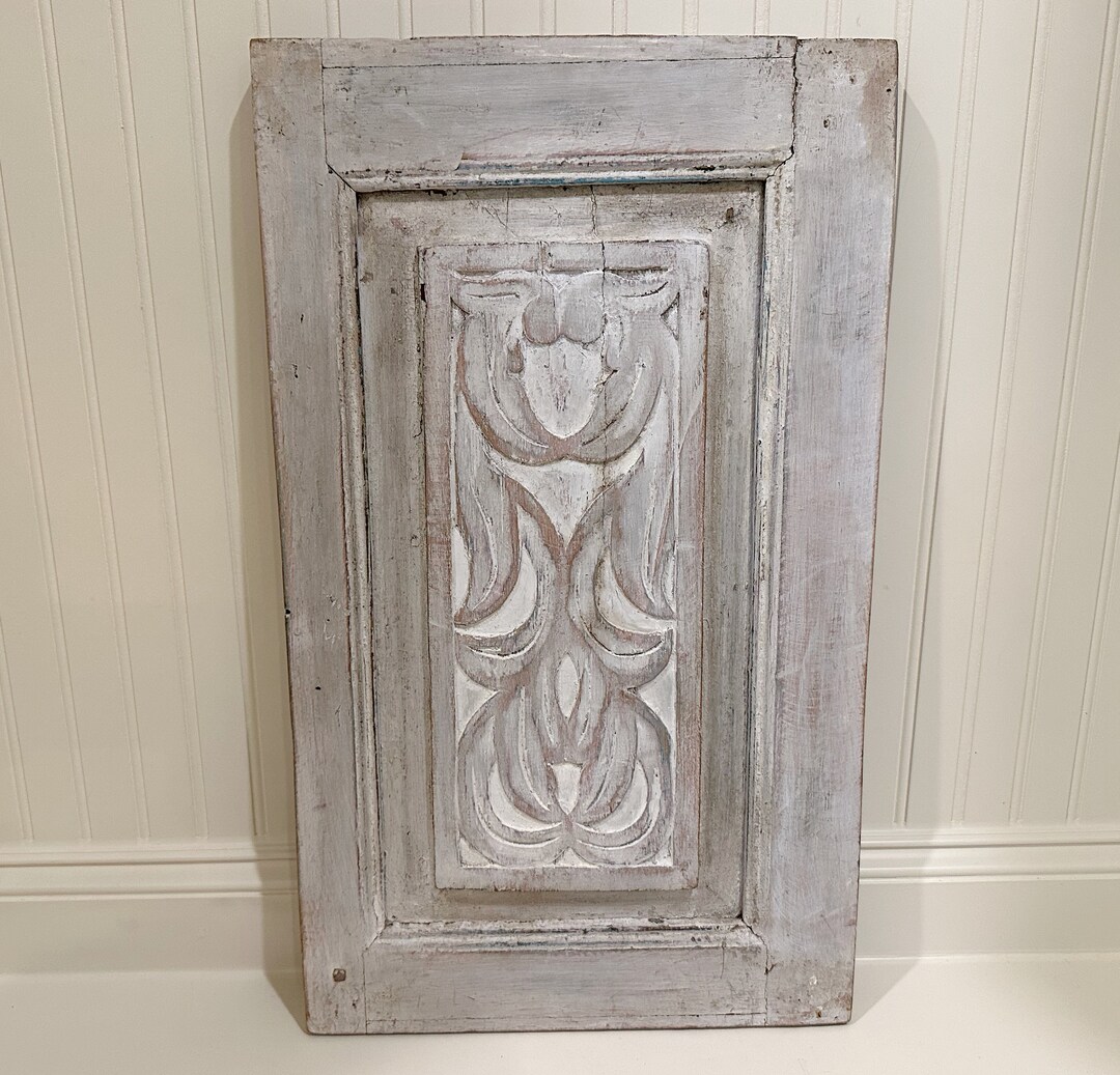 Vintage Door Panel Painted Gray Etsy