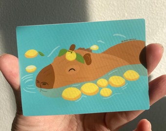 Capybara Schwimmen mit Orangen Vinyl Sticker