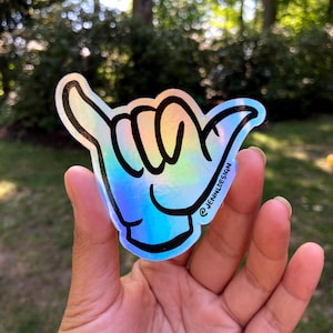 Holographic Shaka Sign / Hang Loose Sticker