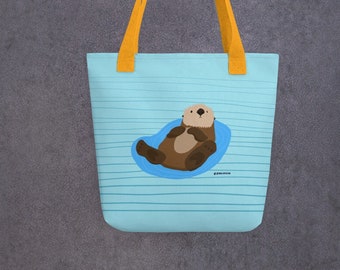 Cute Otter Tote bag - Animal Bag, Otter Farmer's Market Bag