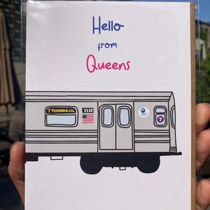 Hello from Queens NYC Train Greeting Card