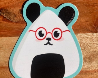 Cute Panda Onigiri with Glasses Vinyl Sticker