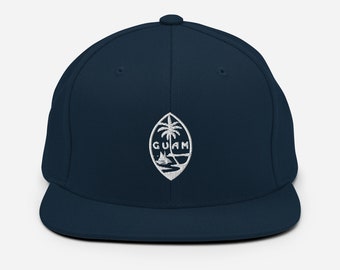 Embroidered Guam Seal  Snapback Hat (All hats have a green undervisor)
