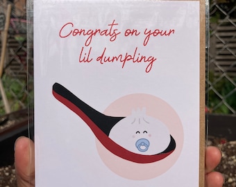 New Baby Dumpling Grußkarte - Herzlichen Glückwunsch zu Ihrem kleinen Knödel!
