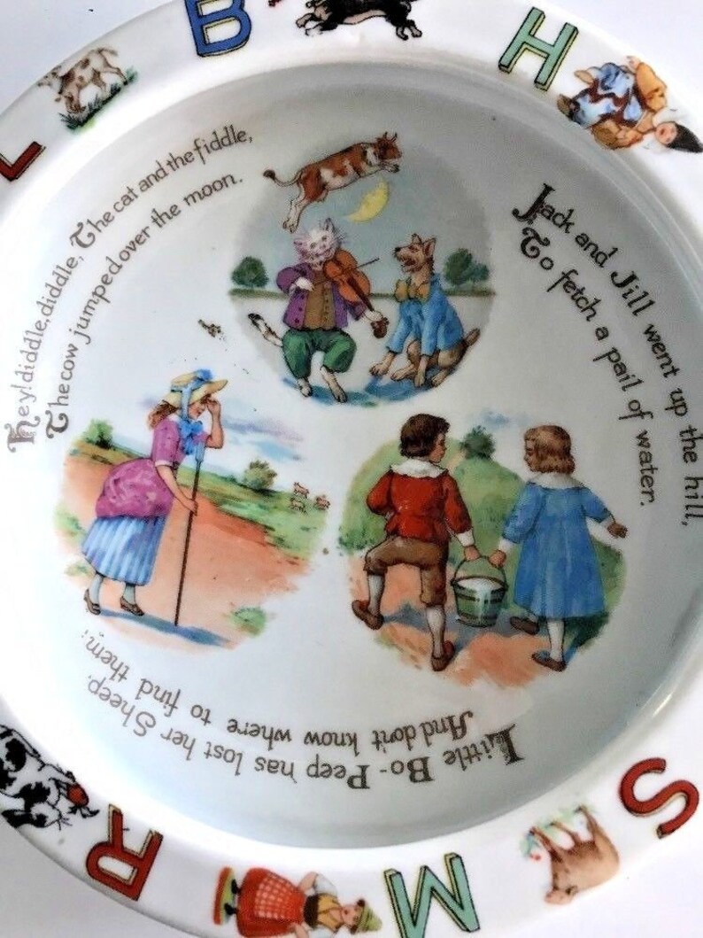 Vintage Germany ABC Childs Dish Bowl Porcelain Nursery Rhymes