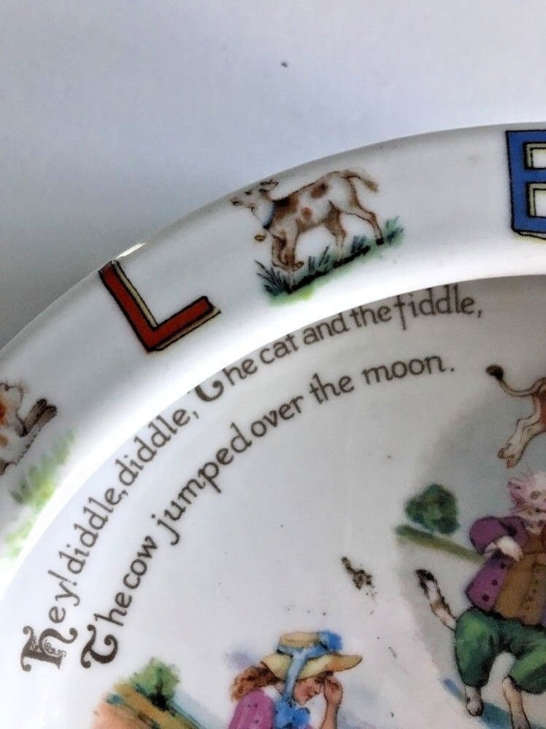 Vintage Germany ABC Childs Dish Bowl Porcelain Nursery Rhymes