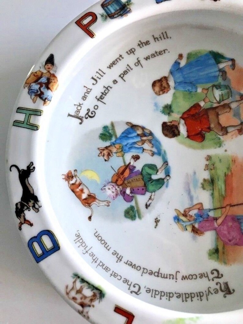 Vintage Germany ABC Childs Dish Bowl Porcelain Nursery Rhymes