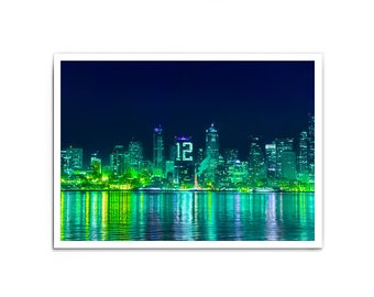 Seattle 12 Building Skyline, Seattle Skyline, Seattle Washington, Seattle, Hawks, 12th Man, 12th Nation, Washington State, West Coast