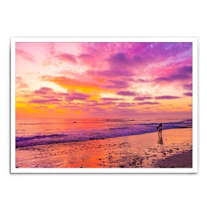 Bewondering Poster, Zonsondergang, Sunset Print, Sunset Wall Art, Pink Sky, Sunset Poster, Beach Sunset, California Sunset, San Diego, Beach Print