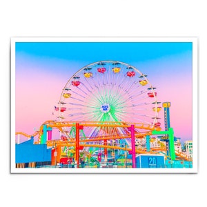 Shine Bright Poster, Santa Monica Pier, Santa Monica, Los Angeles, Los Angeles Print, Santa Monica Print, Santa Monica Pier Print, Neon Art