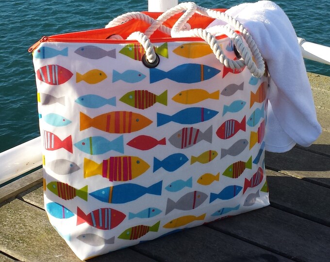 Beach Bag, Beach and Travel Bag, Zipper Top Beach Bag, Beach Bag With