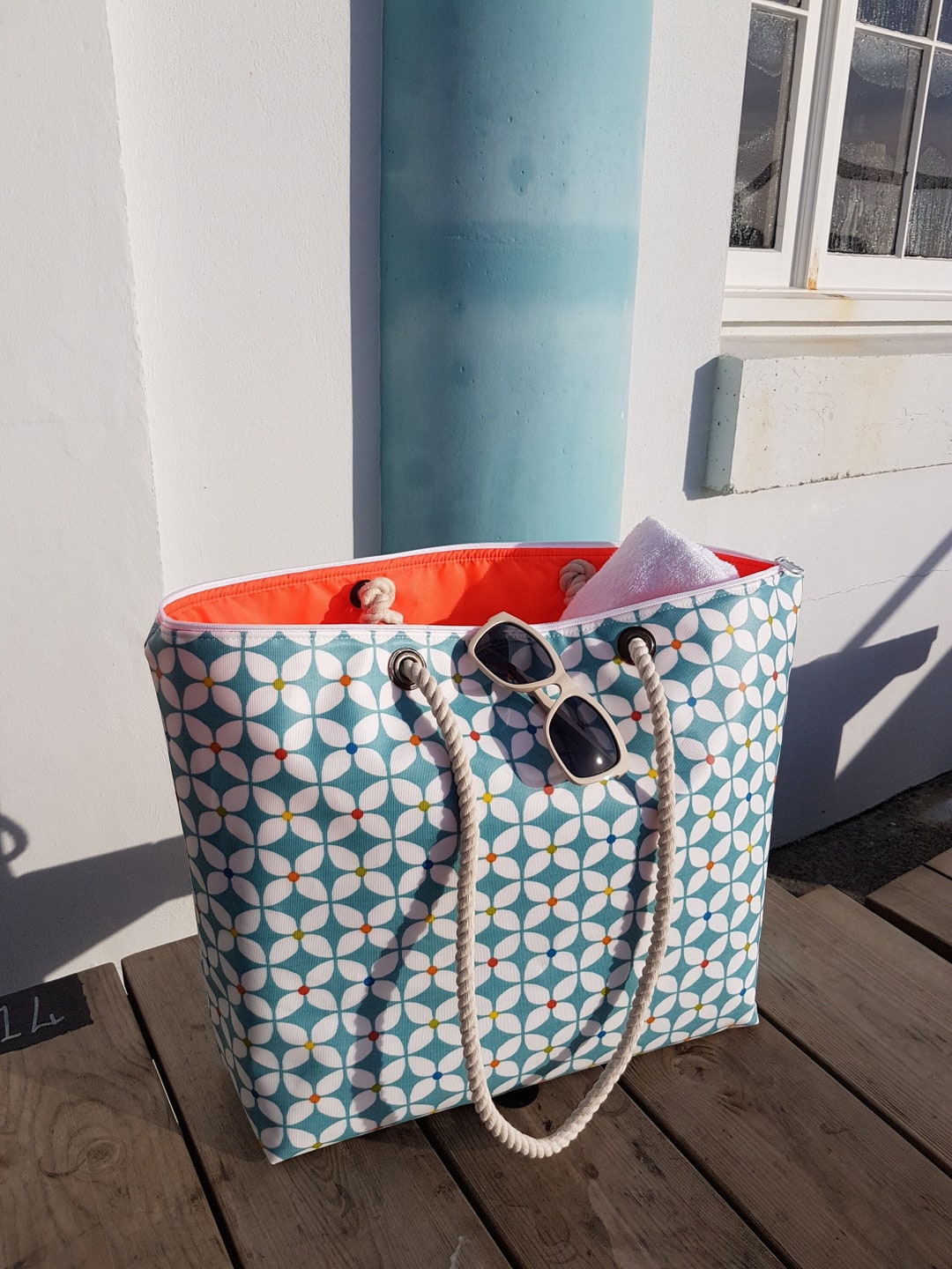 Large Beach Bag, Waterproof Zip Top Beach Bag, Beach Bag Tote, Beach