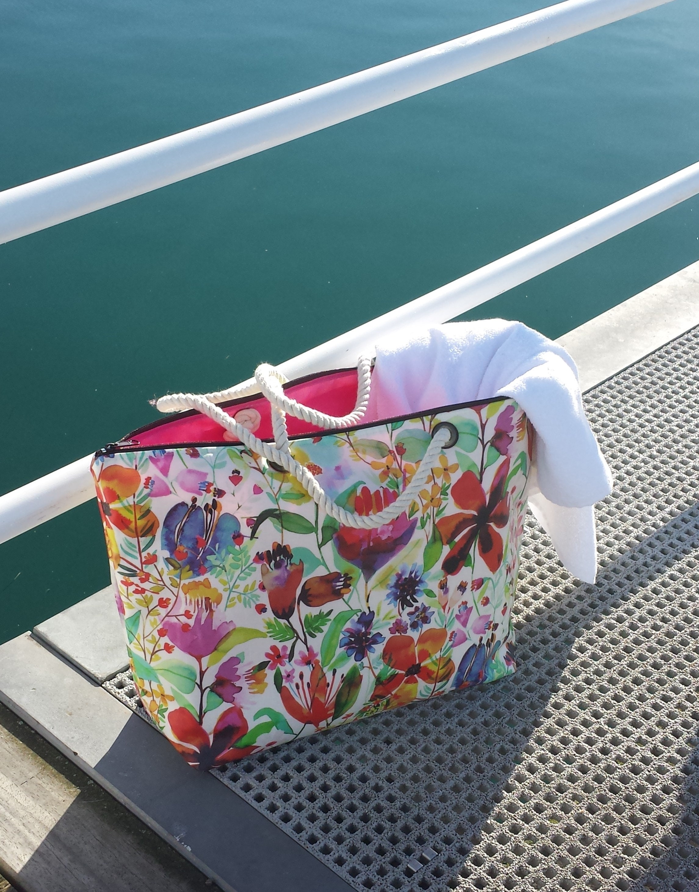 Large beach bag Waterproof beach bag with zip top Large Etsy