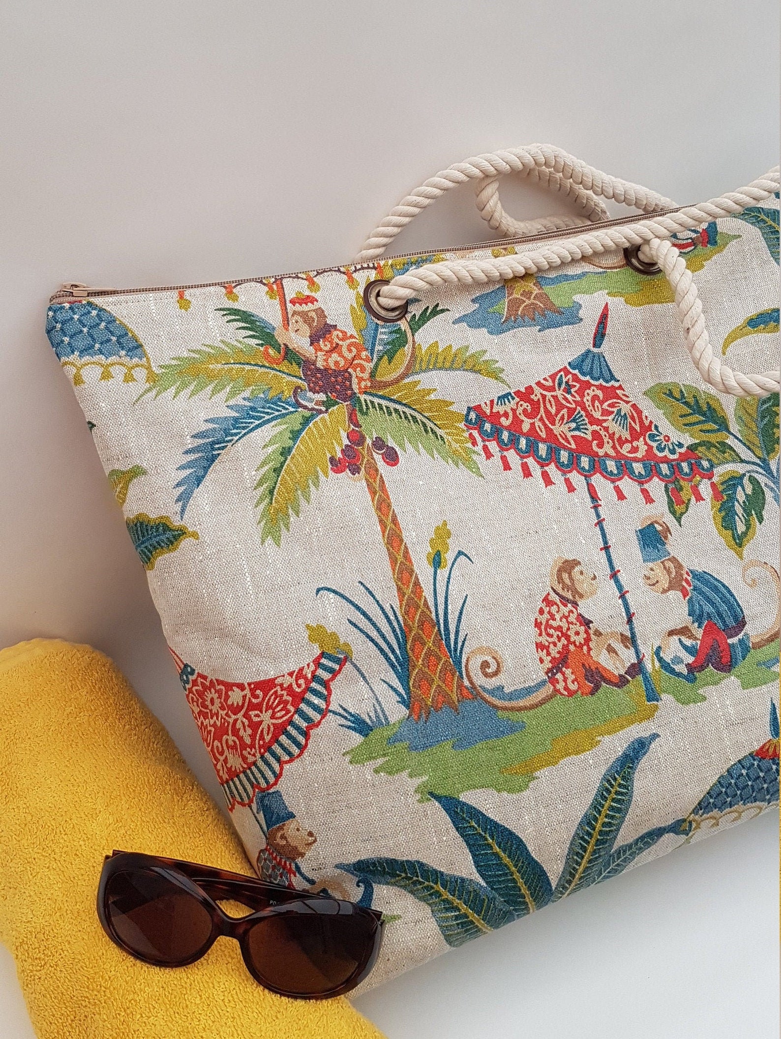 Large beach bag Waterproof zip top beach bag Beach bag tote Etsy