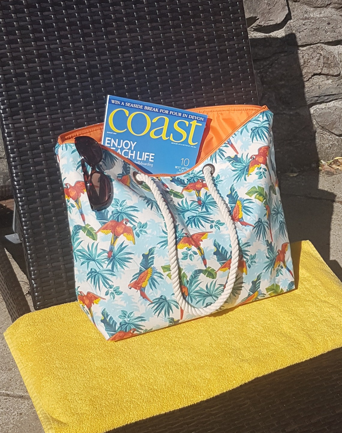 Large beach bag Waterproof zip top beach bag Beach bag tote Etsy