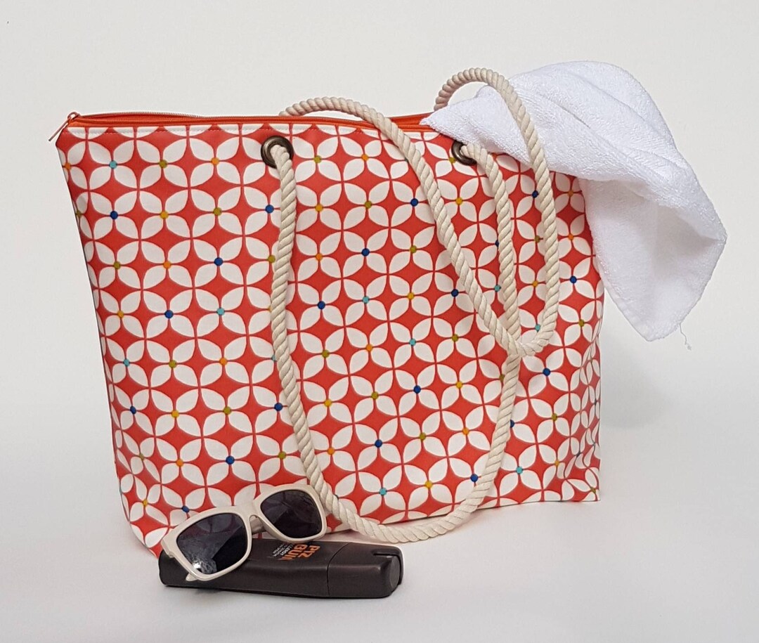 Large Beach Bag, Waterproof Beach Bag, Zip Top Beach Bag, Beach Bag