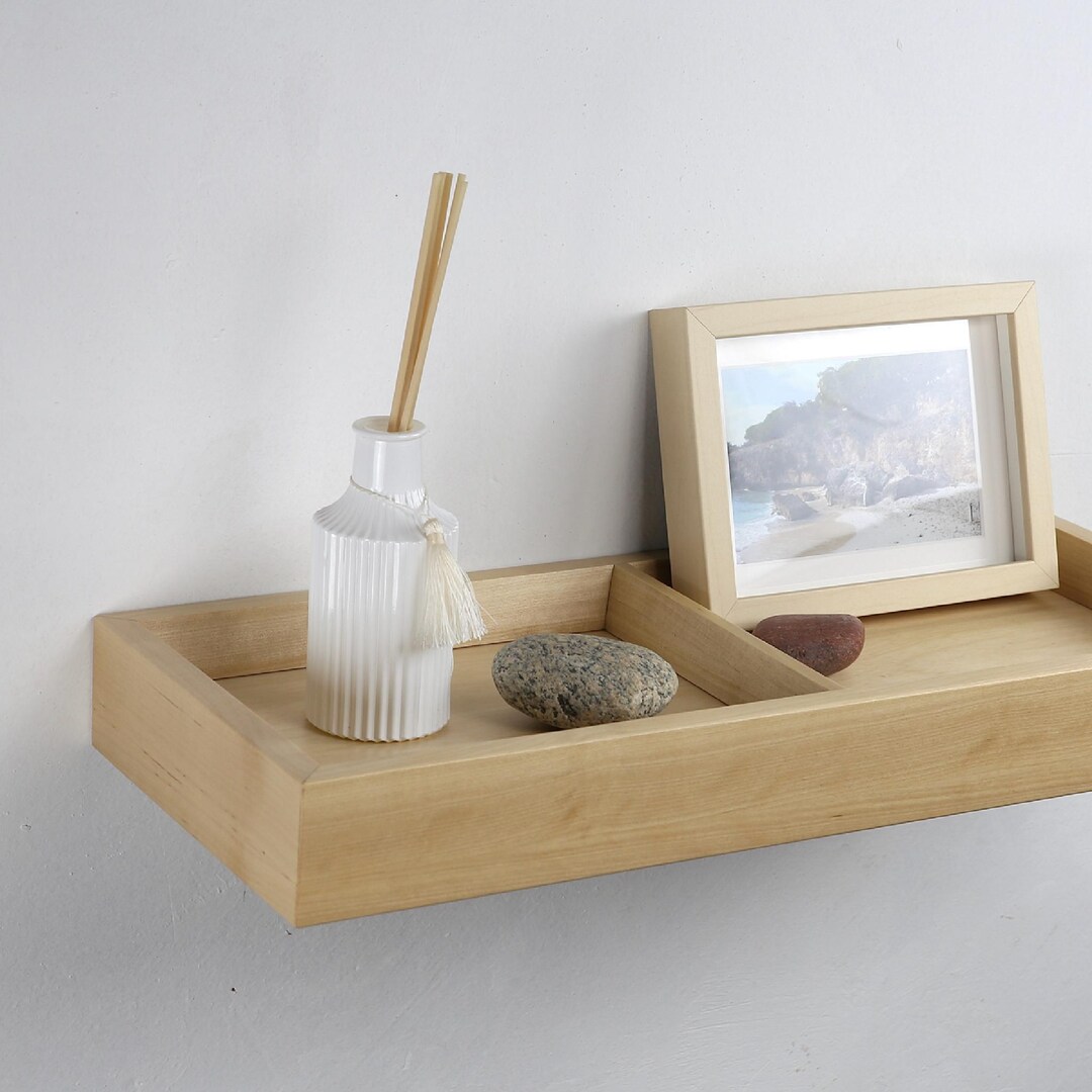 Handmade Birch Wood Floating Shelf, Modern Wall Mounted Design - Etsy