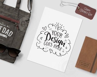 Download Free Hipster Dad Fathers Day Styled Stock Photo | Styled Desktop | Flatlay Mockup | A4 Modern Masculine 000806 PSD Template