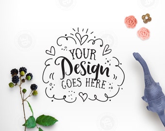 Download Free Mompreneur Styled Scene Desktop Stock Photo | Childs Mockup Toy Dinosaur Copy Space | Flatlay Mockup | Modern Feminine Branding 0014-16 PSD Template