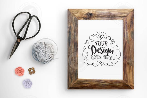 Pretty Rustic Frame Mockup With Psd Craft Flatlay Pretty Rustic Frame Mockup With Psd Craft Flatlay